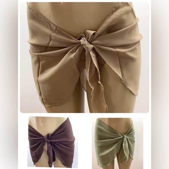 Zuliana Earth Tones Chic Sheer Sarong Wrap Skirt Bundle Of 3. New - Picture 1 of 10